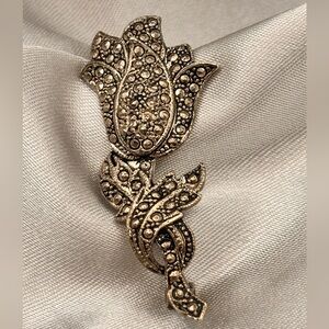 Vintage Marcasite Tulip Brooch